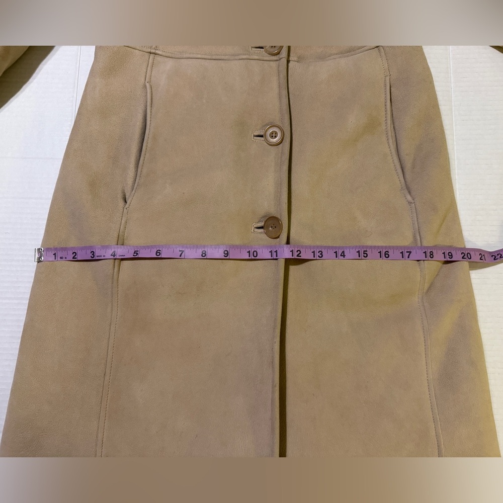 J.Crew Shearling 100% Leather Tan Penny Lane Style Wool Lined Coat Runs small ! - Picture 11 of 12